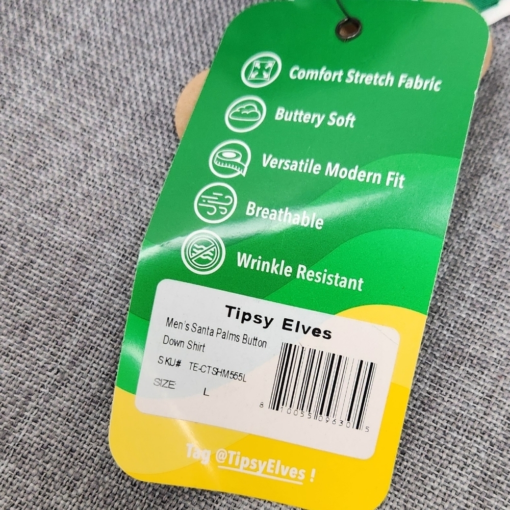 Tipsy Elves Santa Palms Lightweight Button Down Shirt. Large. - Picture 5 of 7